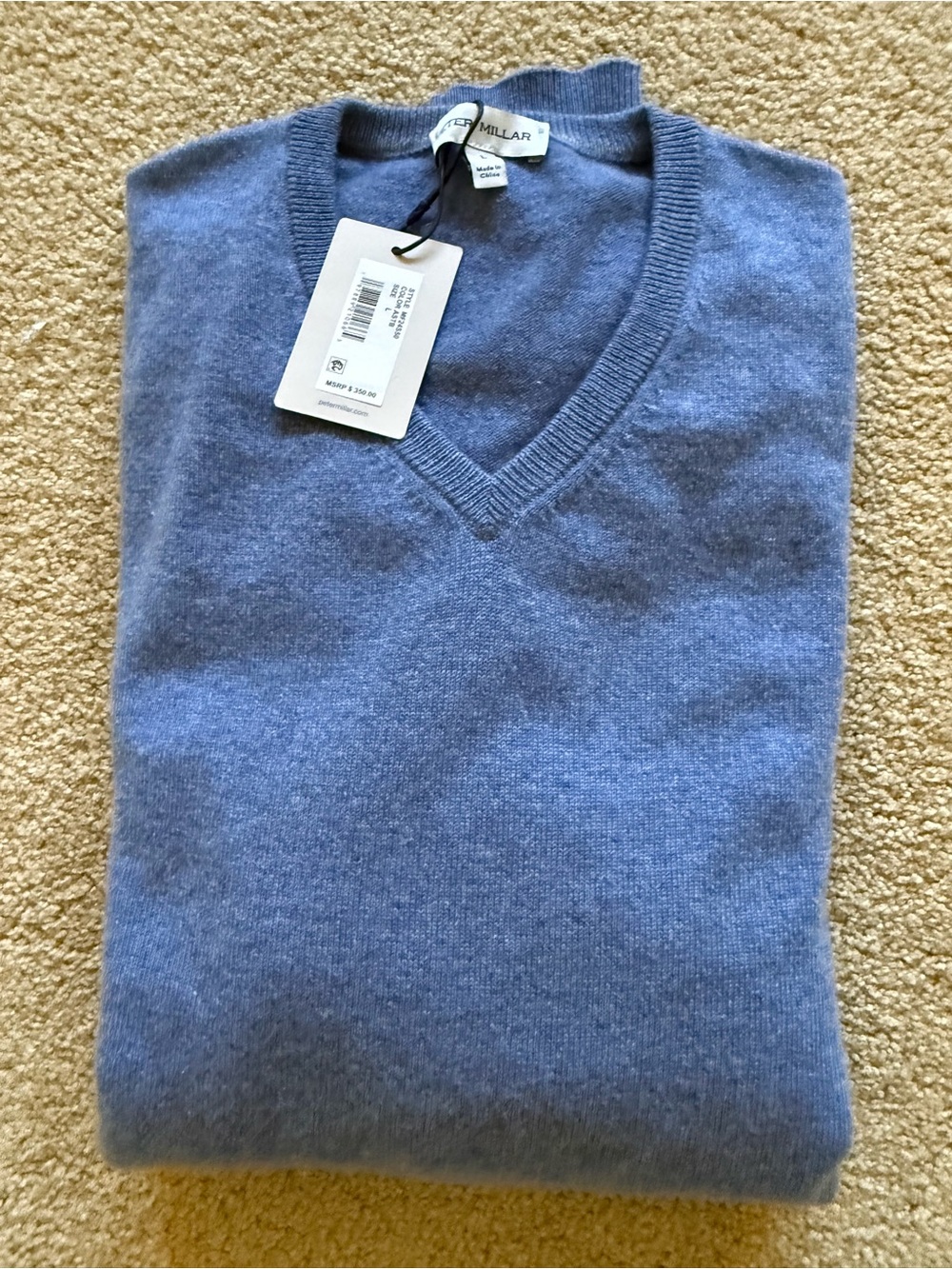 Peter Millar Men's Light Blue V-Neck Sweater